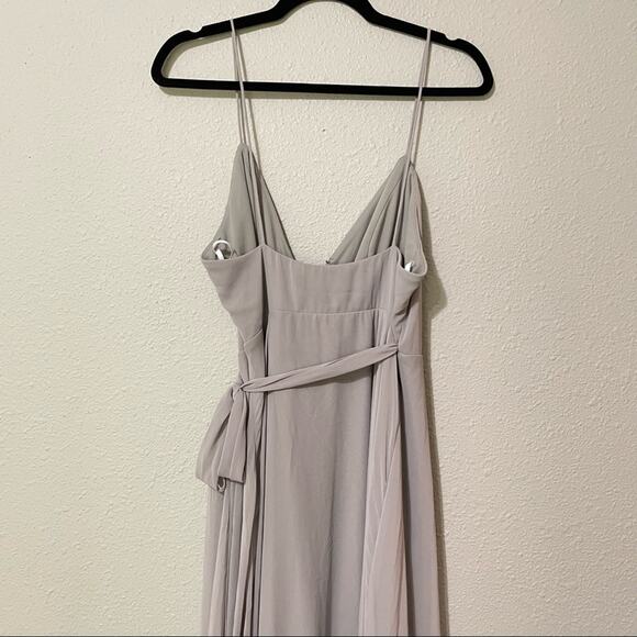 Lovely Grey Spaghetti Strap Wrap Maxi Dress Formal Bridesmaid Womens 10 Formal - Picture 11 of 11